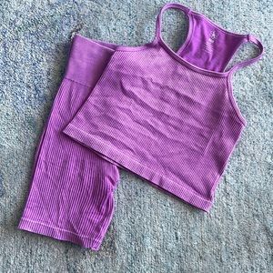 Pink Ribbed Matching Set